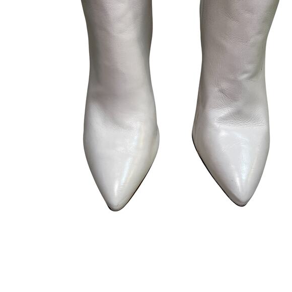 Larroude Cindy Heeled Pointed Toe Boot In Ivory Leather Size 10 - Picture 11 of 11